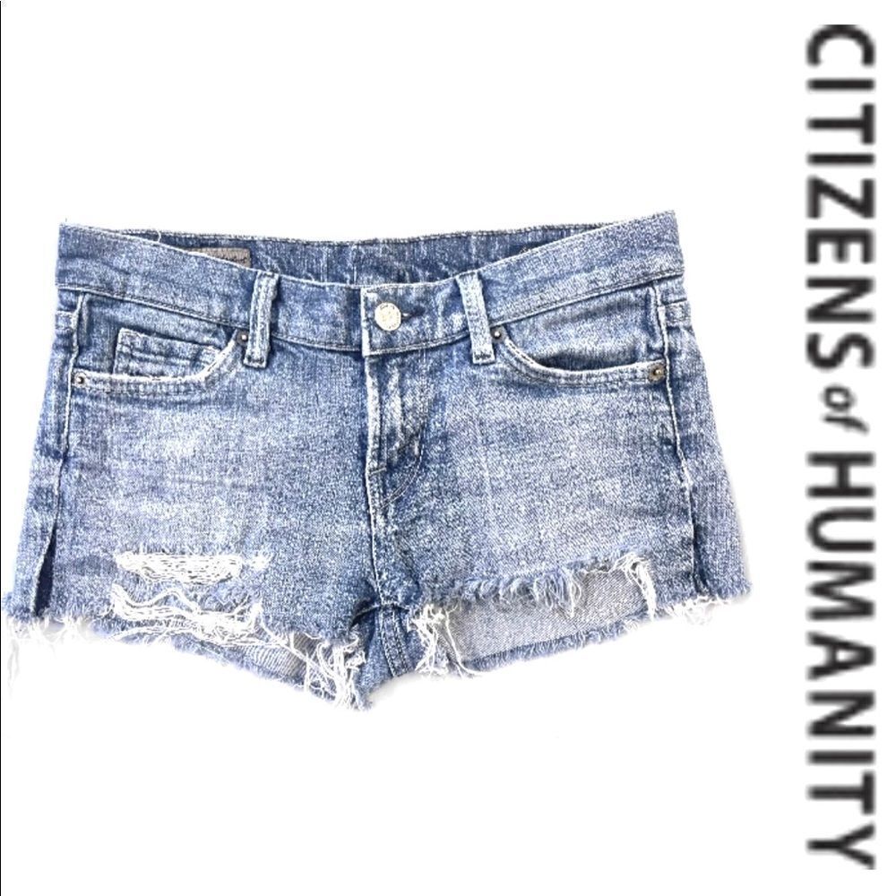 Citizens of Humanity Distressed Cutoff Jean Shorts